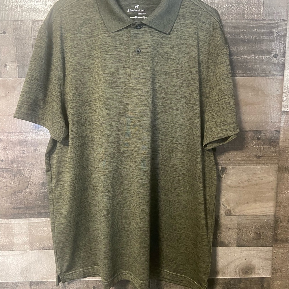 John Bartlett Signature Performance Men's Olive Heather Polo Large